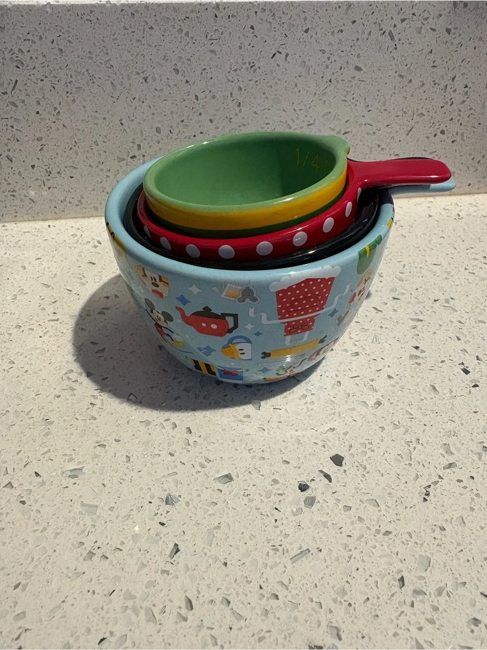 Colorful Kids Measuring Cups and Nesting Bowls - Red, Green, Yellow, Light Blue